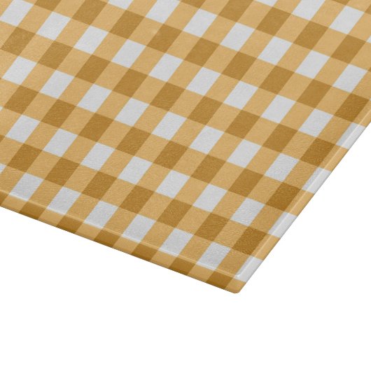 Gelbes Karo-Gingham-Muster Schneidebrett (Ecke)