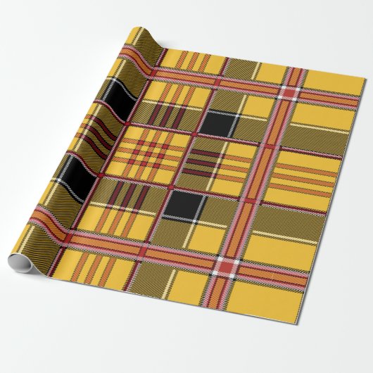 gelbes Karopapier Geschenkpapier (Ungerollt)