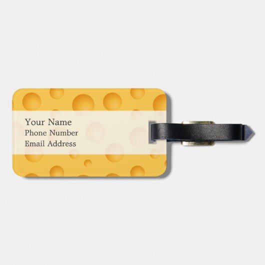 Gelbes Käse-Muster Gepäckanhänger (Rückseite horizontal)
