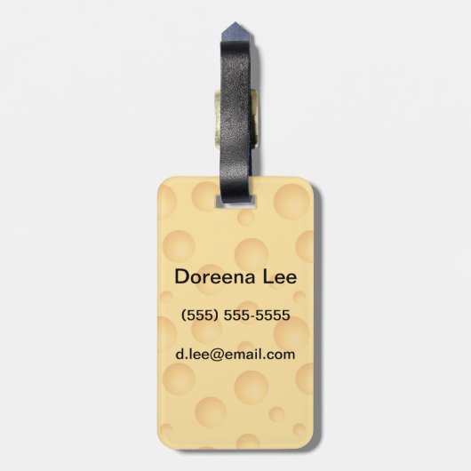 Gelbes Käse-Muster Gepäckanhänger (Rückseite vertikal)