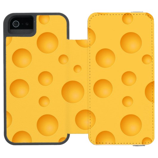 Gelbes Käse-Muster Incipio iPhone Geldbeutel-Hülle (Folio Geöffnet)