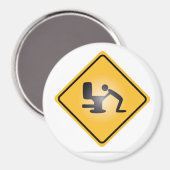 Gelbes Khangover-Warnschild für runder Magnet (Vorderseite/Rückseite)