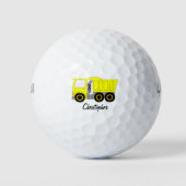 Gelbes Kipper-LKW-Design Golfball (Vorderseite)