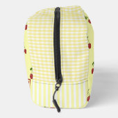 Gelbes Kirsch-Gingham-Muster Einfache rote Frucht Waschbeutel (Rechts)