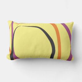 Gelbes Kissen mit Lila und Mandarine Akzente