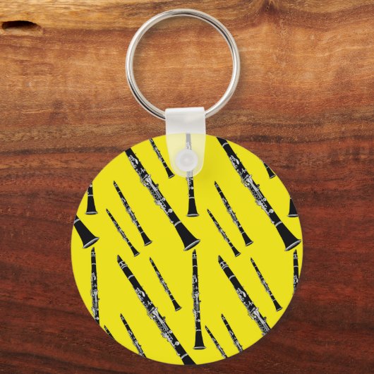 Gelbes Klarinettenmuster Schlüsselanhänger (Vorderseite)