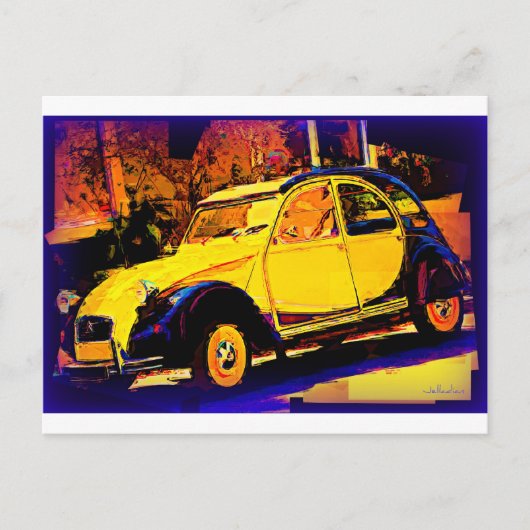 Gelbes Klassikfahrzeug Postkarte (Vorderseite)