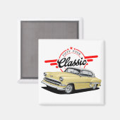 Gelbes klassisches Auto Magnet (Vorderseite/Rückseite)