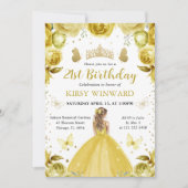Gelbes Kleid Blonde Princess Birthday Einladung (Vorderseite)