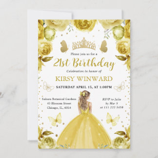 Gelbes Kleid Blonde Princess Birthday Einladung
