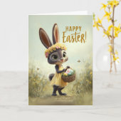 Gelbes Kleid Frühling Hase Ostern Karte (Gelbe Blume)