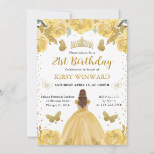 Gelbes Kleid Rote Haare Prinzessin Geburtstag Einladung