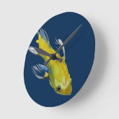 Gelbes koi japanische runde wanduhr (Winkel)