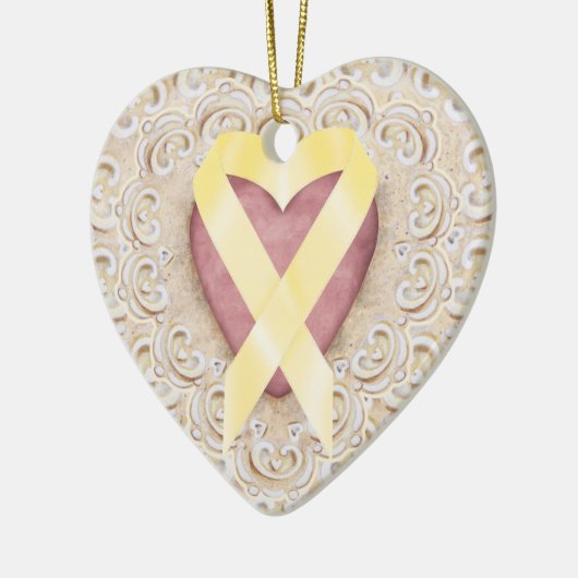 Gelbes Krebsband aus dem Herzen - SR Keramikornament (Links)