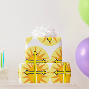 Gelbes Kreuz Bottony Sonnenstrahl Christlicher Gla Geschenkpapier