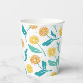 Gelbes Kronleuchter Blumenmuster - naturlich Inspi Pappbecher (Rückseite)