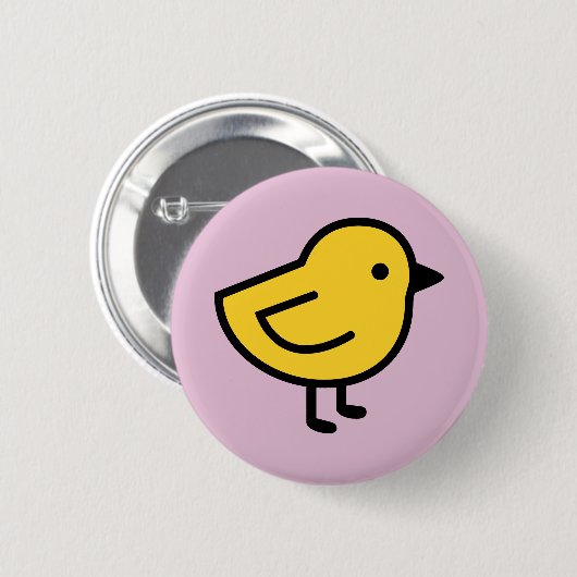 Gelbes Küken auf Rosa Button (Vorne & Hinten)