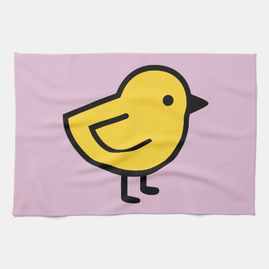 Gelbes Küken auf Rosa Geschirrtuch (Horizontal)
