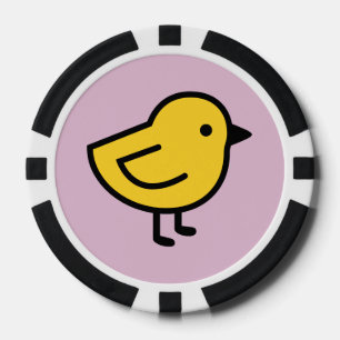 Gelbes Küken auf Rosa Pokerchips