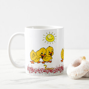 Gelbes Küken Blumen Sonnen Wurm Tasse