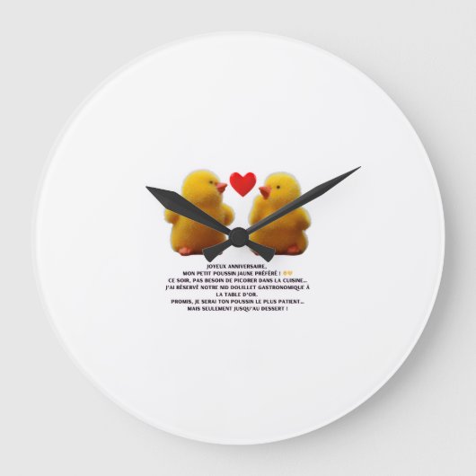 "Gelbes Küken"- Süßigkeiten und Amusa Große Wanduhr (Vorderseite)