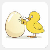 Gelbes Küken und Ei Quadratischer Aufkleber (Vorderseite)