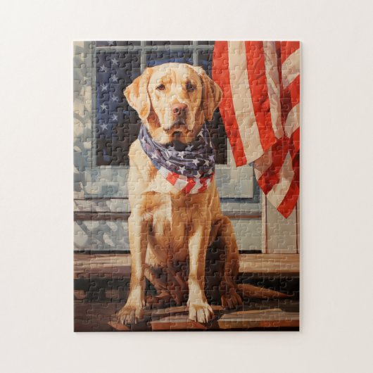 Gelbes Labrador, 4. Juli Puzzle (Vertikal)