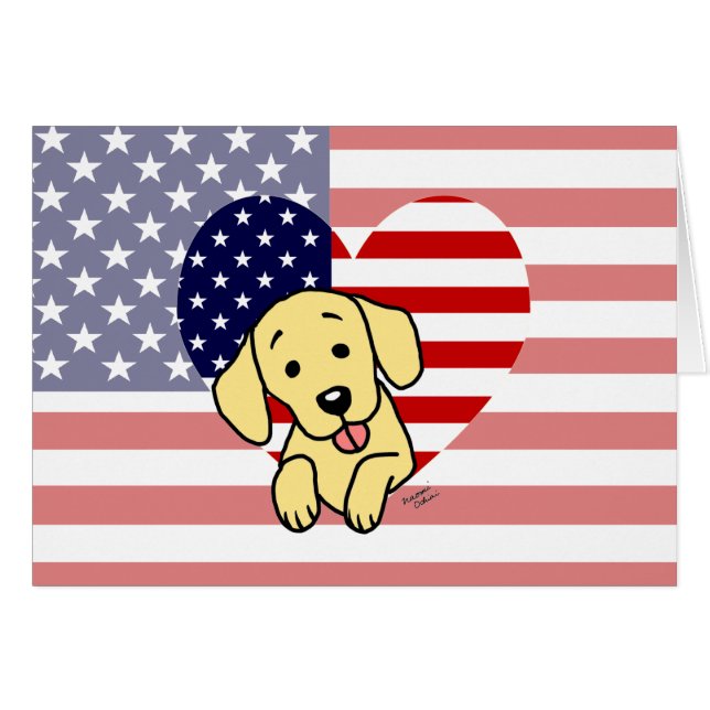 Gelbes Labrador-Amerikaner-Herz (Vorderseite (Horizontal))