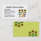 Gelbes Labrador-Blumen-Geschäft Visitenkarte (Vorne/Hinten)