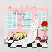 Gelbes Labrador-Brautparty Einladung (Vorne/Hinten)