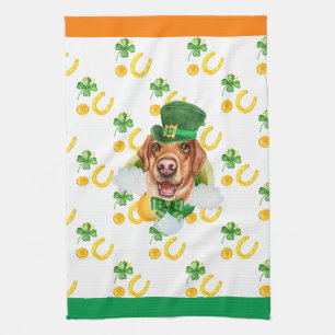 Gelbes Labrador Ferienhaus Dekoration St. Patrick' Geschirrtuch