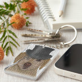 Gelbes Labrador, formales Hound und Hut Schlüsselanhänger (Vorderseite rechts)