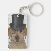 Gelbes Labrador, formales Hound und Hut Schlüsselanhänger (Rückseite)