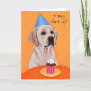 Gelbes Labrador Geburtstag Cupcake Malerei Karte