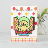 Gelbes Labrador Geburtstagsfeier (Fenster) Einladung (Stehend Vorderseite)