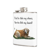 Gelbes Labrador gemischte Rasse Dog Drink Flasche Flachmann (Links)