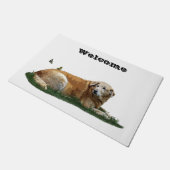 Gelbes Labrador gemischte Rasse Dog Mat Fußmatte (Schrägansicht)