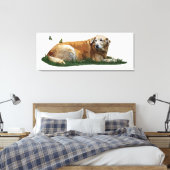 Gelbes Labrador gemischte Rasse Hund Canvas Print Leinwanddruck (Insitu (Schlafzimmer))