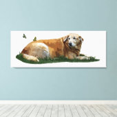 Gelbes Labrador gemischte Rasse Hund Canvas Print Leinwanddruck (Insitu (Holzboden))