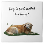 Gelbes Labrador gemischte Rasse Keramik Tile Fliese (Vorderseite)