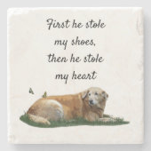 Gelbes Labrador gemischte Rasse Untersetzer Stone (Vorderseite)