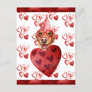 Gelbes Labrador-Herz Hundeliebhaber Valentinsgesch Feiertagspostkarte