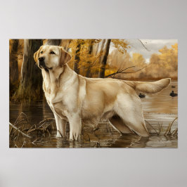 Gelbes Labrador-Jagdposter, Entenjäger Poster