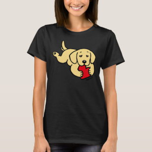 Gelbes Labrador Kauen Herz Valentine T-Shirt