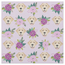 Gelbes Labrador lila Blumenmuster Stoff