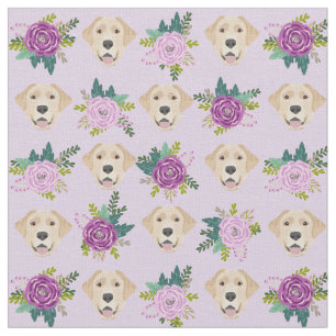 Gelbes Labrador lila Blumenmuster Stoff