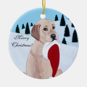Gelbes Labrador mit Keramikornament