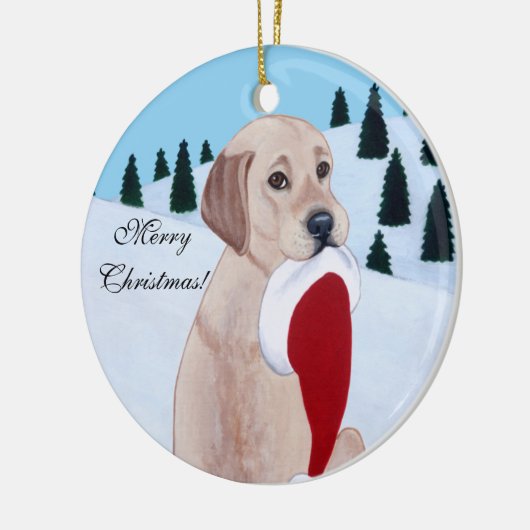 Gelbes Labrador mit Keramikornament (Links)