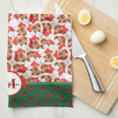 Gelbes Labrador-Muster-Monogramm-Weihnachtshund Geschirrtuch (Viertel Falte)