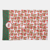 Gelbes Labrador-Muster-Monogramm-Weihnachtshund Geschirrtuch (Horizontal)